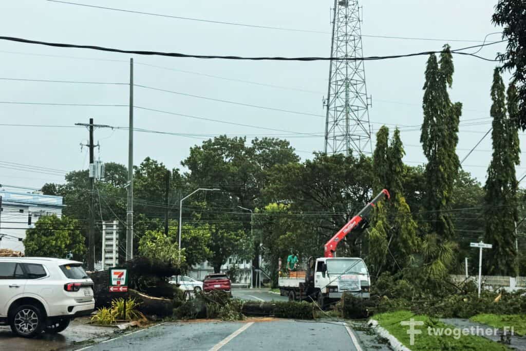 Clark after typhoon road blocked